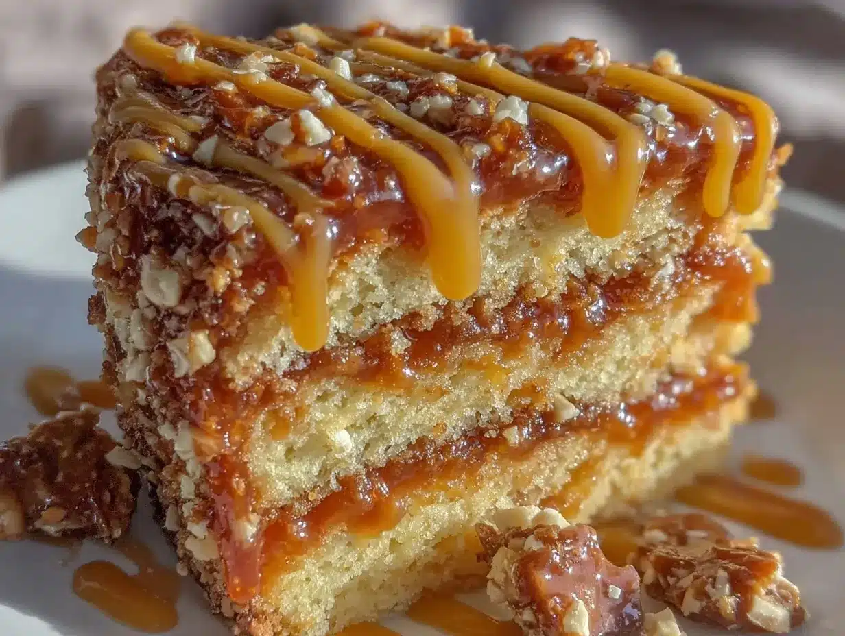 Caramel Toffee Crunch Cake Recipe Easy Perfect Comfort Dessert 4 caramel toffee crunch cake preparation steps