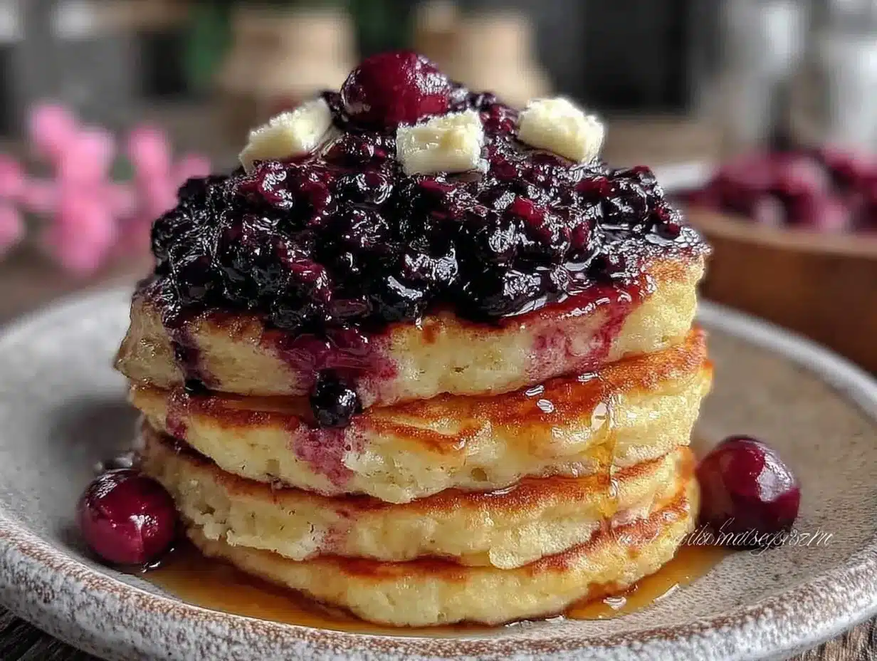Classic Buttermilk Pancakes with Blueberry Compote Easy Recipe in 30 Min 4 classic buttermilk pancakes with blueberry compote preparation steps