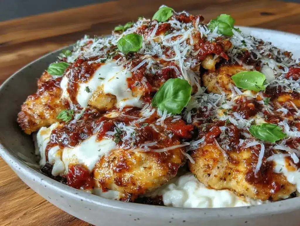 cottage cheese chicken parm bowl - featured image