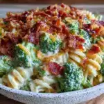 creamy broccoli bacon pasta salad - featured image