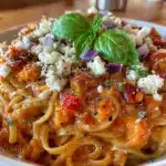 creamy roasted red pepper pasta - featured image