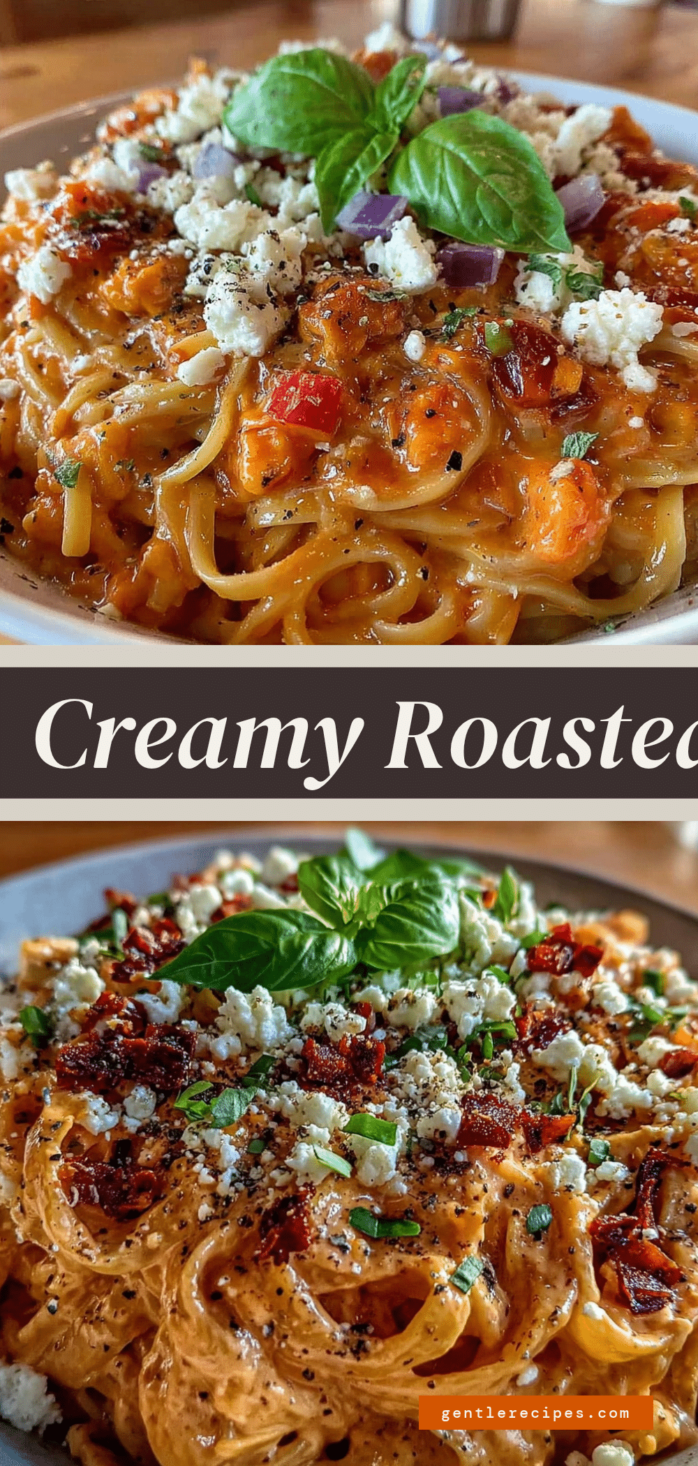 Creamy Roasted Red Pepper Pasta Recipe with Tangy Goat Cheese Crumble Easy and Delicious 5 creamy roasted red pepper pasta recipe