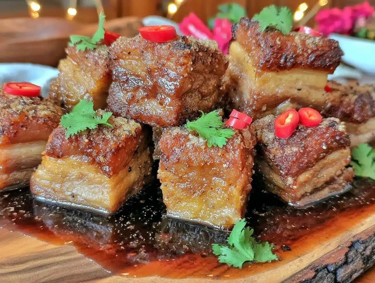 Crispy Air Fryer Pork Belly Bites Recipe Easy Honey Sriracha Glaze 4 crispy air fryer pork belly bites preparation steps
