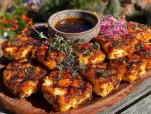 Home 5 crispy grilled halloumi skewers - featured image