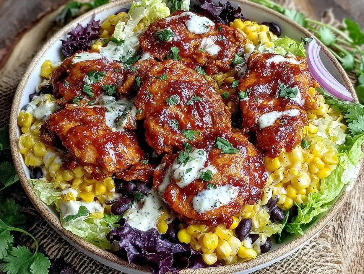 Easy BBQ Chicken Salad Recipe with Creamy Ranch Dressing in 20 Minutes 4 easy BBQ chicken salad preparation steps