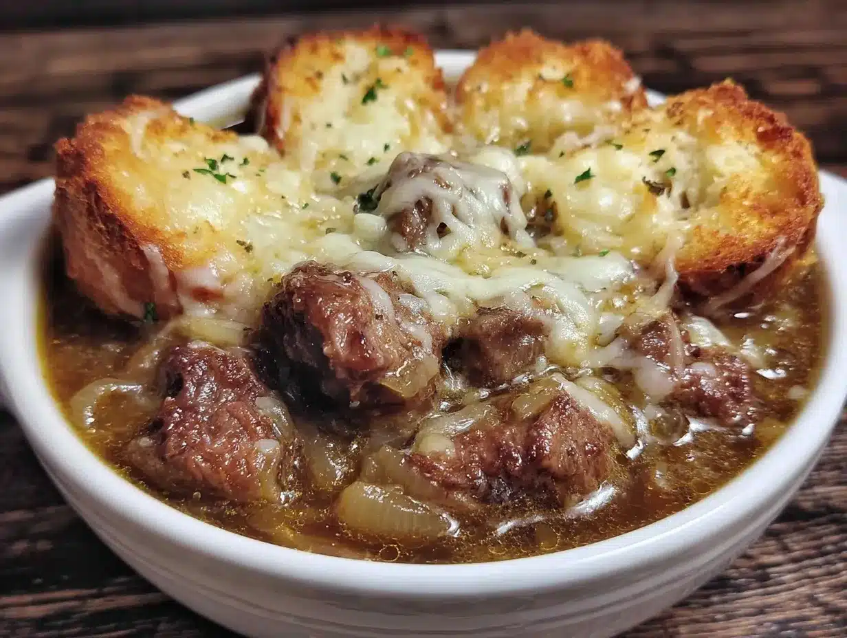 Savory French Onion Beef Soup Recipe with Tender Short Ribs Easy Guide 4 French onion beef soup preparation steps
