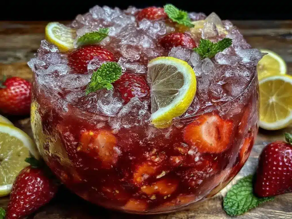 frozen strawberry lemonade slushie punch - featured image