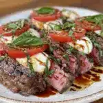 grilled flank steak caprese salad - featured image