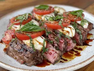 Home 7 grilled flank steak caprese salad - featured image