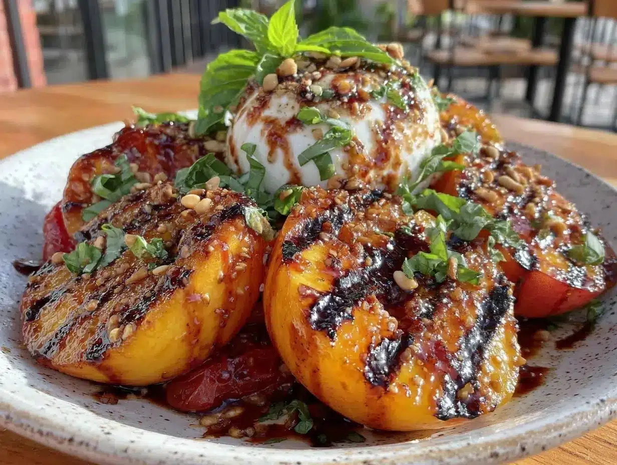 Grilled Peach Burrata Salad Recipe Easy and Ready in 10 Minutes 4 grilled peach burrata salad preparation steps