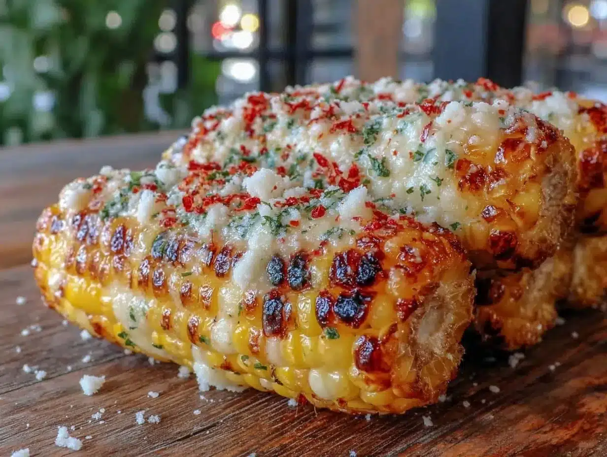 Grilled Street Corn with Cotija Cheese Recipe Easy Ready in 15 Minutes 4 grilled street corn with Cotija cheese preparation steps