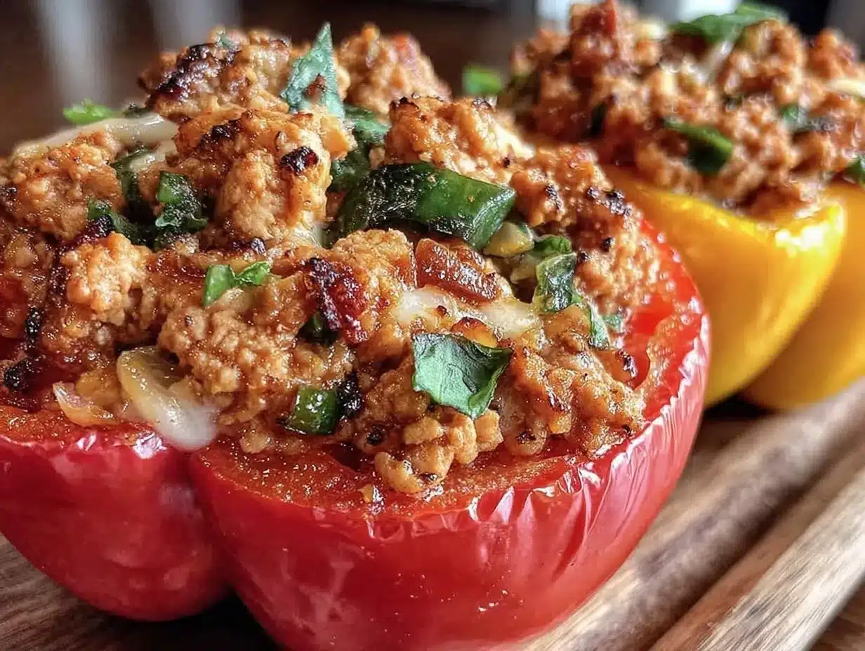 Healthy High-Protein Turkey Stuffed Bell Peppers Easy Meal Prep Recipe 4 healthy high-protein turkey stuffed bell peppers preparation steps
