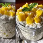 healthy overnight chia seed pudding with mango - featured image
