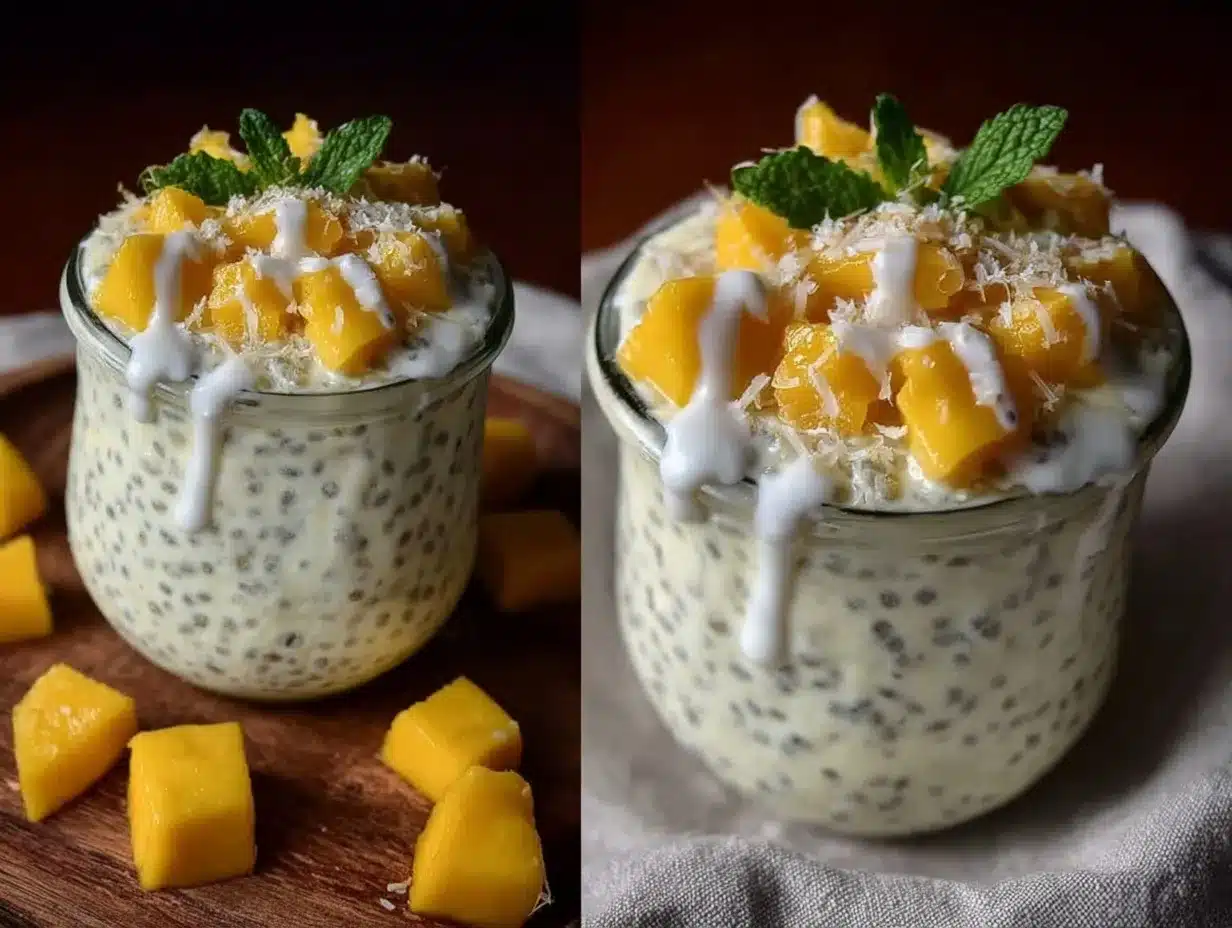 Healthy Overnight Chia Seed Pudding with Mango Easy 5 Minute Recipe 4 healthy overnight chia seed pudding with mango preparation steps
