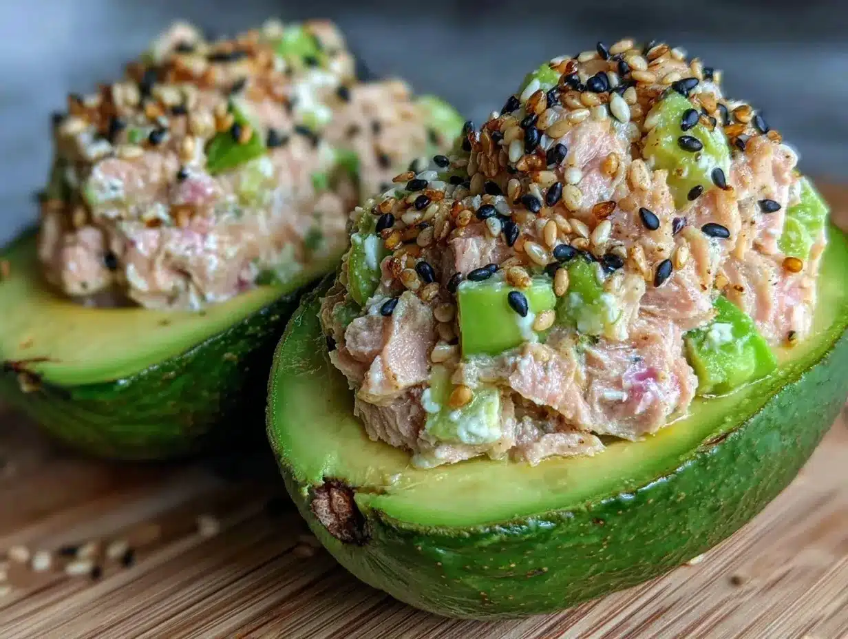 High-Protein Tuna Stuffed Avocado Recipe for a Quick Healthy Lunch 4 high-protein tuna stuffed avocado preparation steps