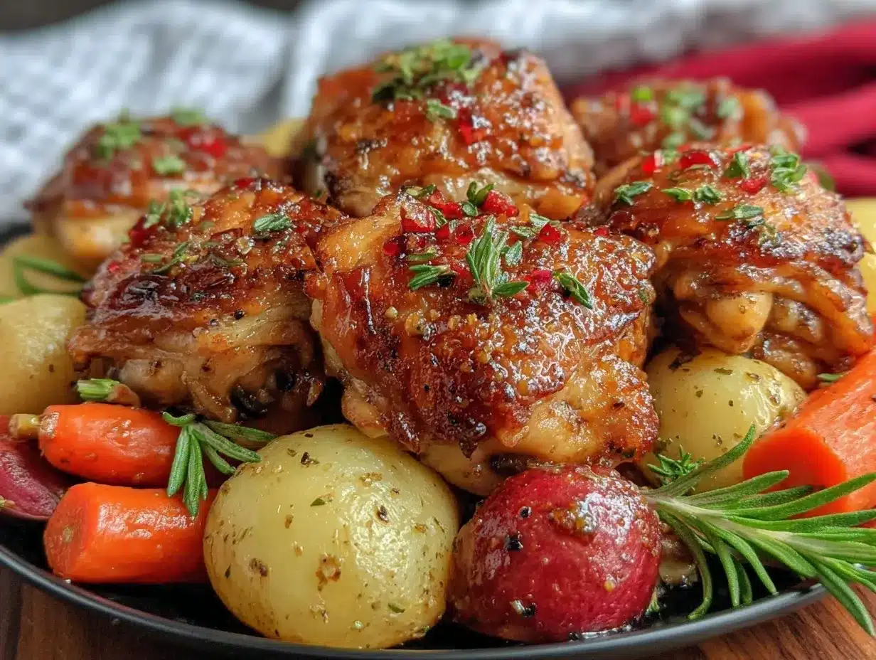 Honey Balsamic Chicken Thighs Recipe Easy 30-Minute Dinner with Root Veggies 4 honey balsamic chicken thighs preparation steps