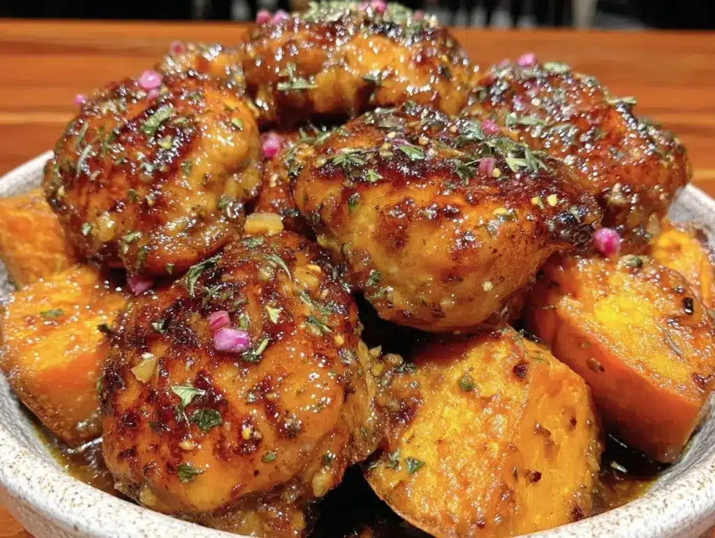 Home 2 honey garlic chicken sweet potato recipe - featured image