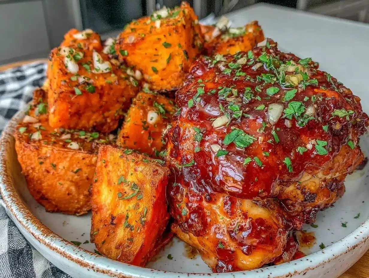 Honey Garlic Chicken & Sweet Potato Recipe Easy 30 Minute Dinner 4 honey garlic chicken sweet potato recipe preparation steps