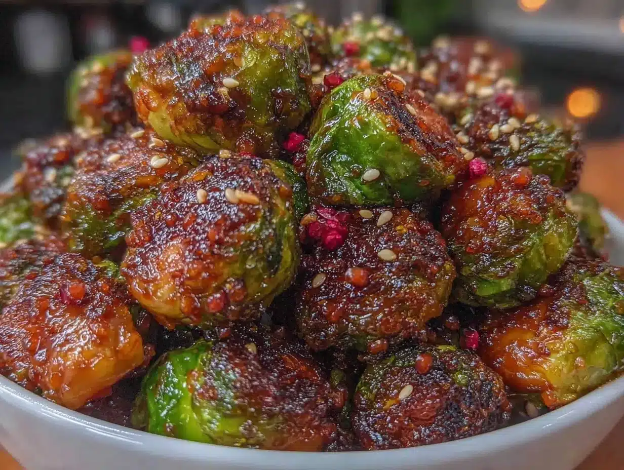 Honey Sriracha Brussels Sprouts Recipe Easy Crispy Caramelized Edges</s> 4 Honey Sriracha Brussels Sprouts preparation steps