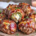 keto bacon-wrapped jalapeño popper meatballs - featured image