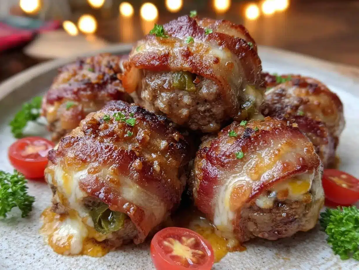 Keto Bacon-Wrapped Jalapeño Popper Meatballs Recipe Easy Crispy Snack 4 keto bacon-wrapped jalapeño popper meatballs preparation steps