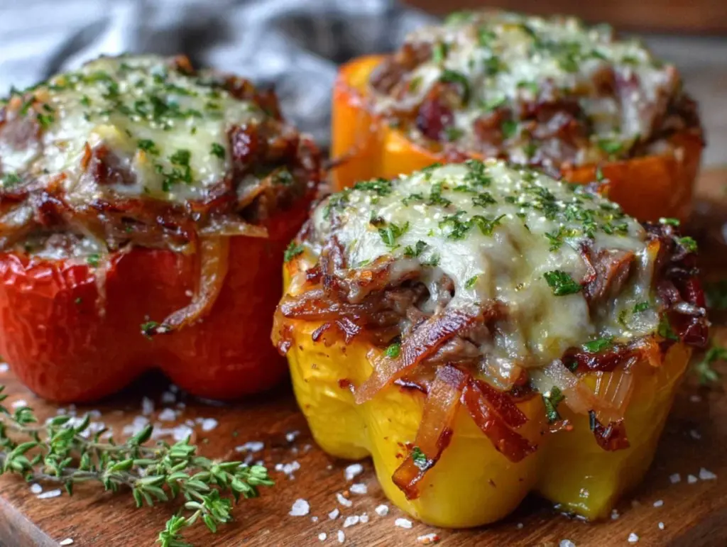 Keto Philly Cheesesteak Stuffed Bell Peppers - featured image