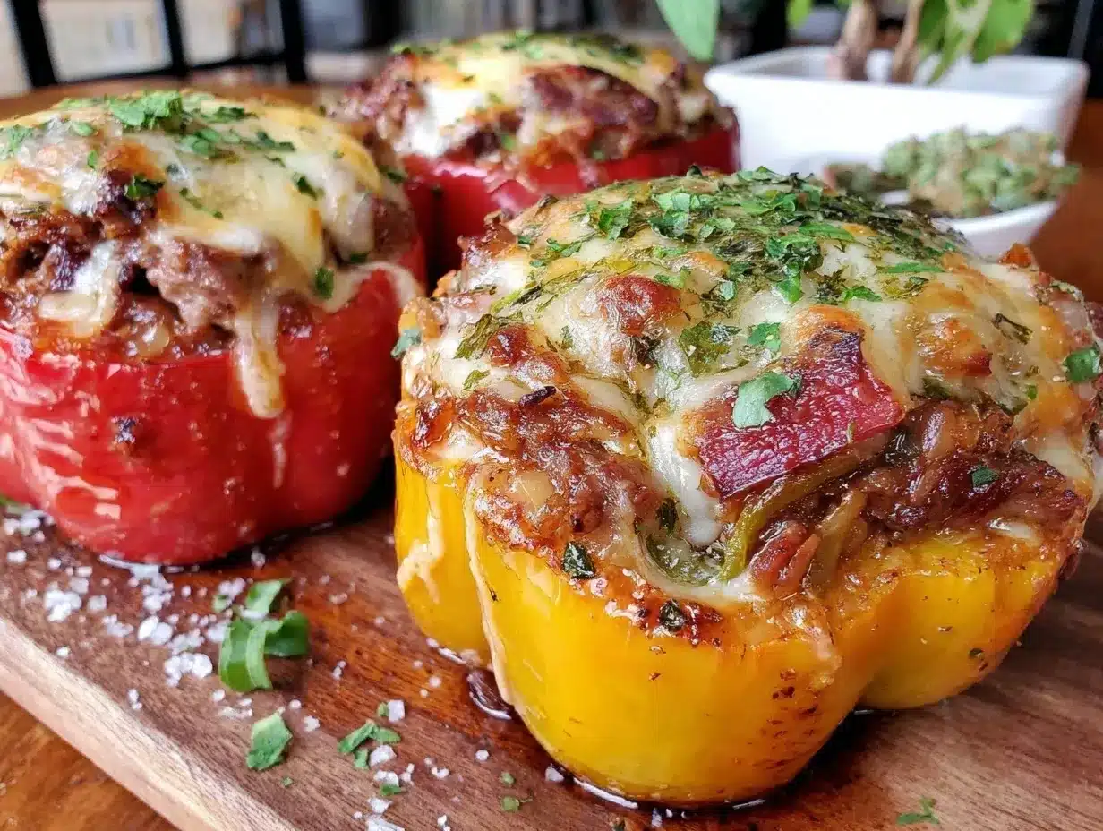 Keto Philly Cheesesteak Stuffed Bell Peppers Easy Loaded Cheese Recipe 4 Keto Philly Cheesesteak Stuffed Bell Peppers preparation steps