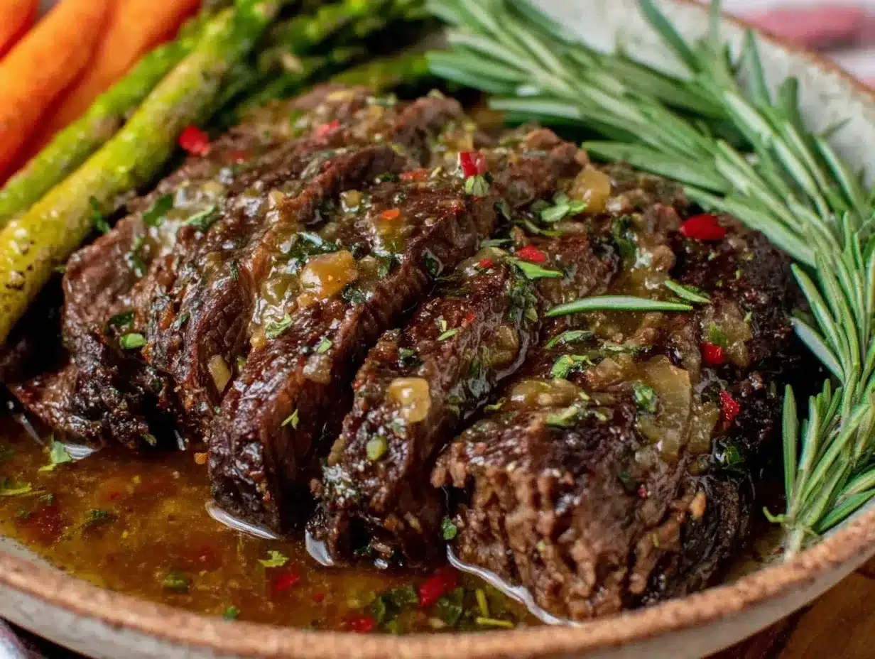 Keto Slow Cooker Pot Roast Recipe Easy Tender Juicy Garlic Herb Gravy 4 keto slow cooker pot roast preparation steps