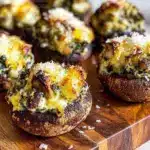 keto spinach artichoke stuffed mushrooms - featured image