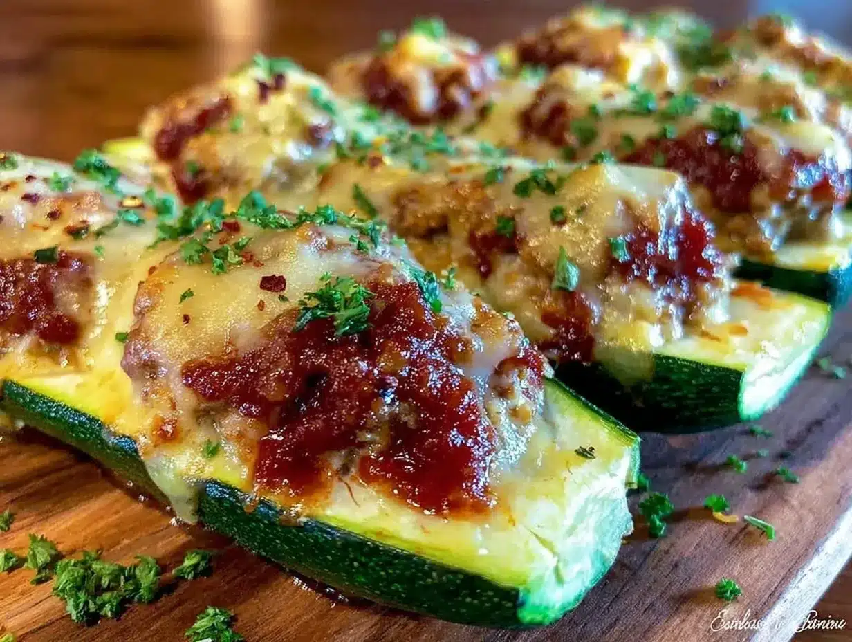 Keto Stuffed Zucchini Boats with Ground Turkey Easy 30-Minute Recipe 4 keto stuffed zucchini boats preparation steps