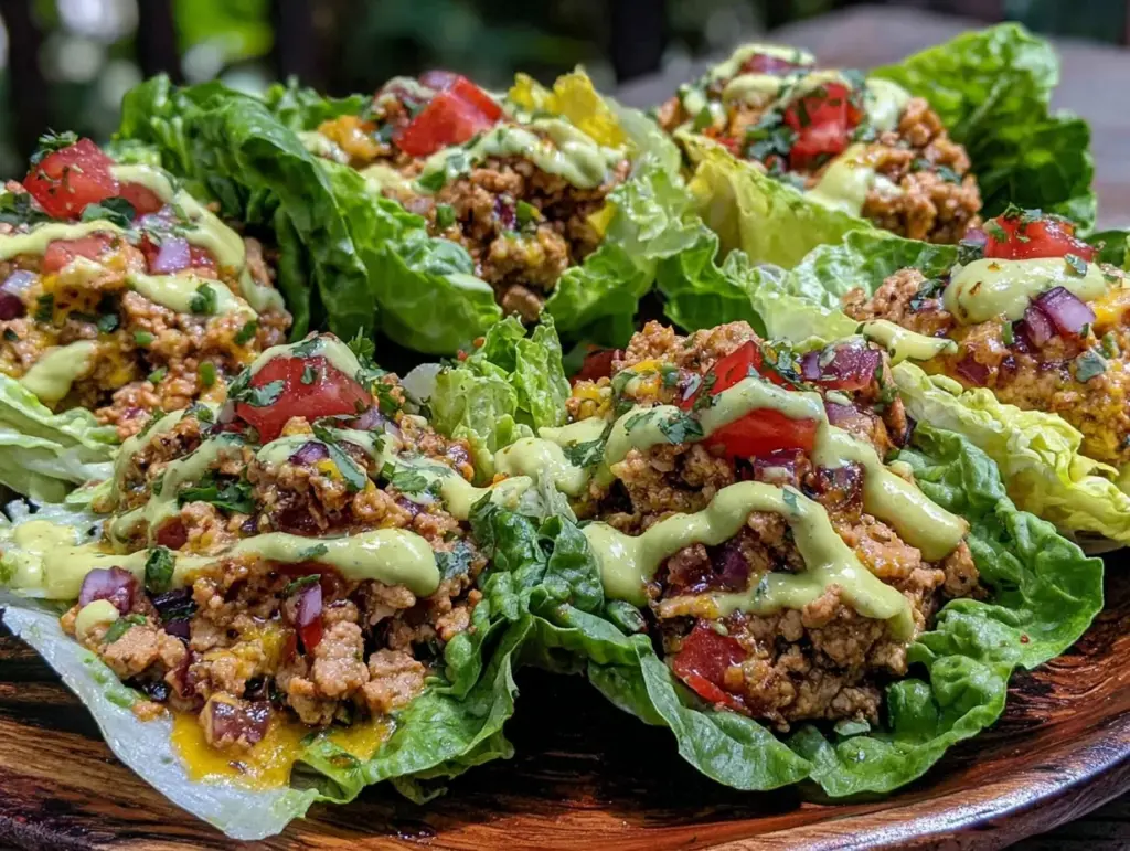 low-carb turkey lettuce wrap tacos - featured image
