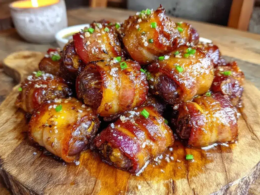 maple glazed bacon-wrapped dates - featured image