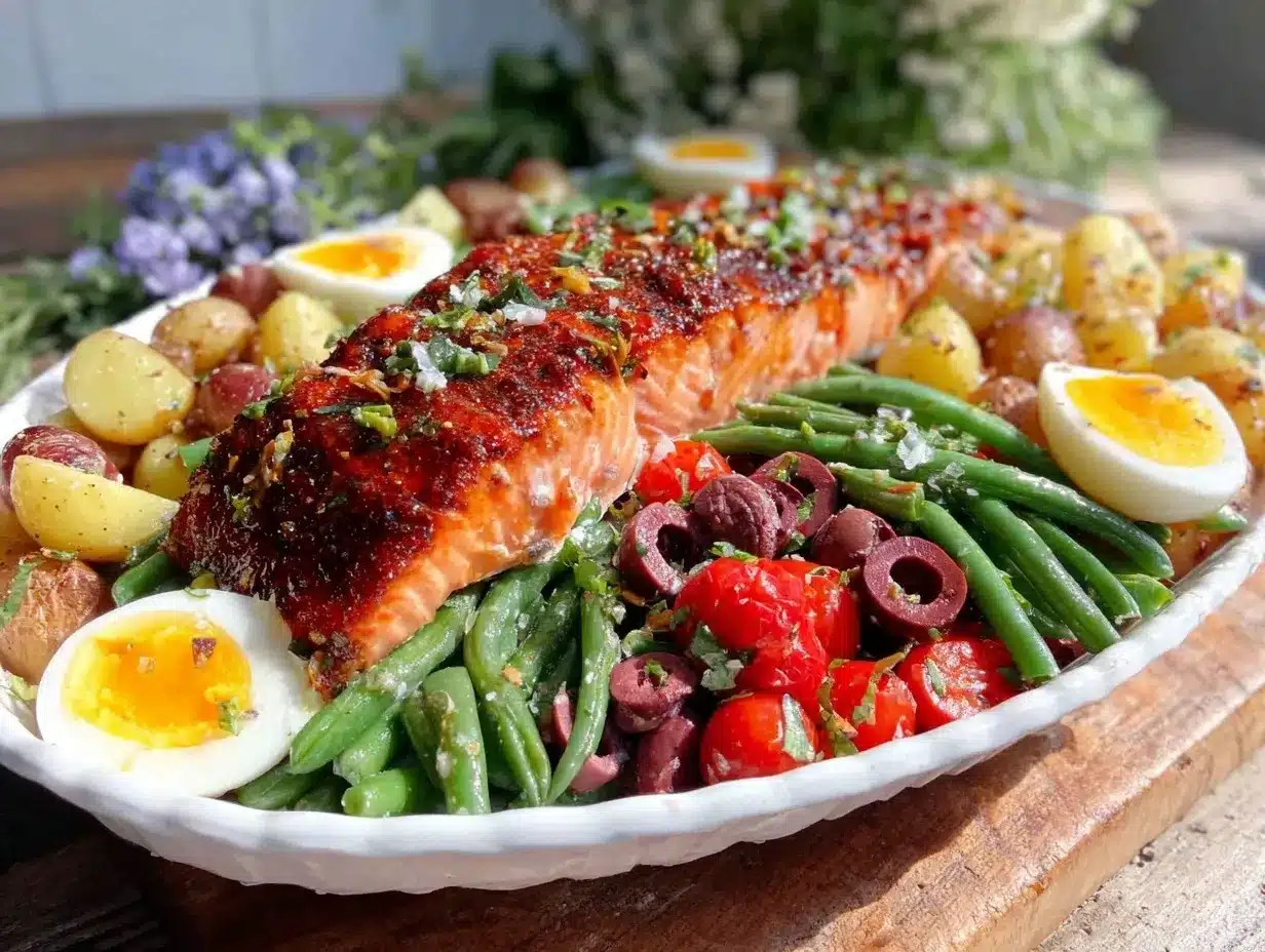 Mediterranean Salmon Niçoise Salad Easy Recipe Ready in 30 Minutes 4 Mediterranean salmon Niçoise salad preparation steps