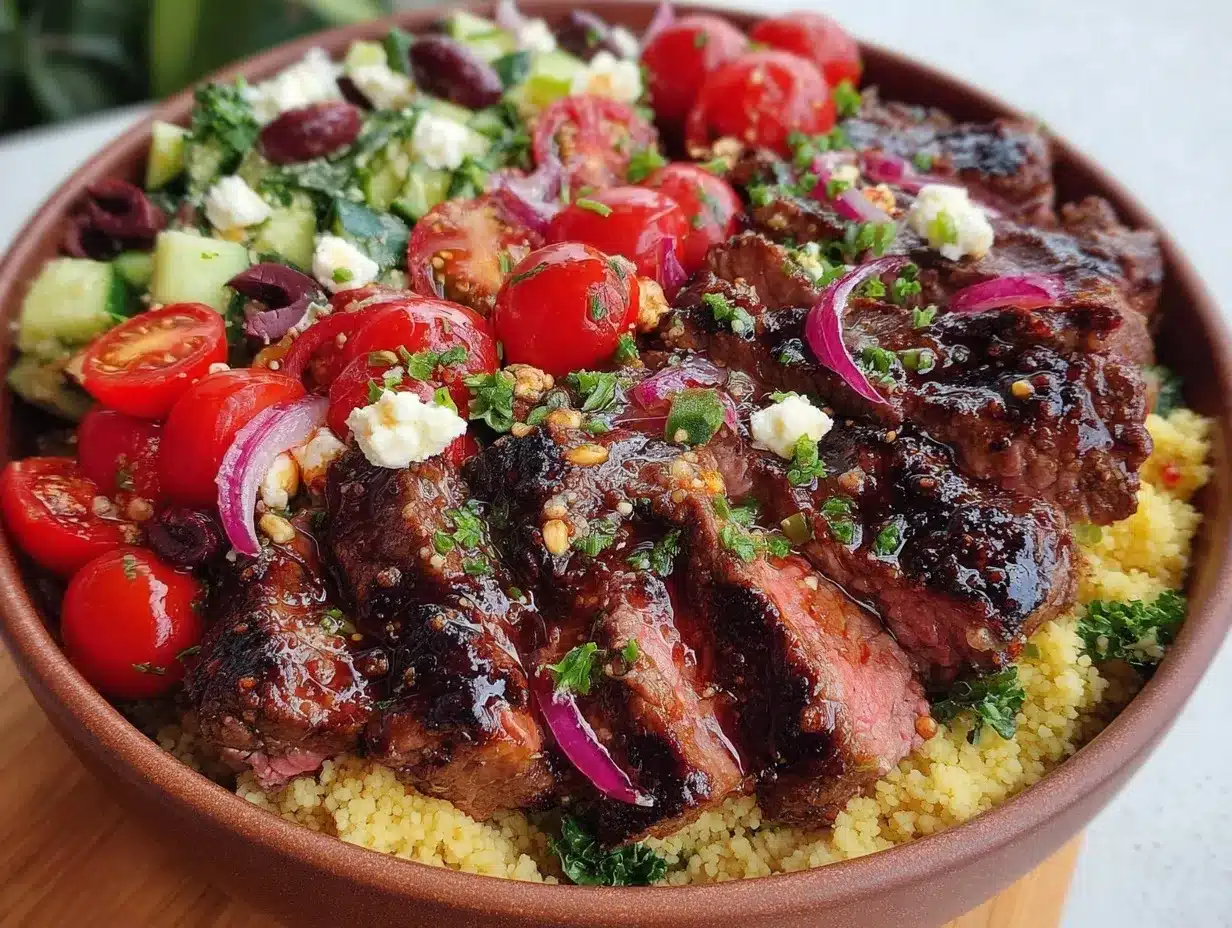 Mediterranean Steak Bowl Recipe Easy Tender Beef Ready in 30 Minutes 4 Mediterranean steak bowl preparation steps