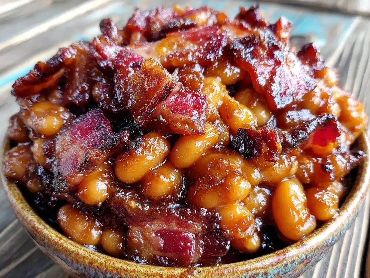 Memorial Day BBQ Baked Beans Recipe Easy Slow Cooker with Crispy Bacon 4 Memorial Day BBQ baked beans recipe preparation steps