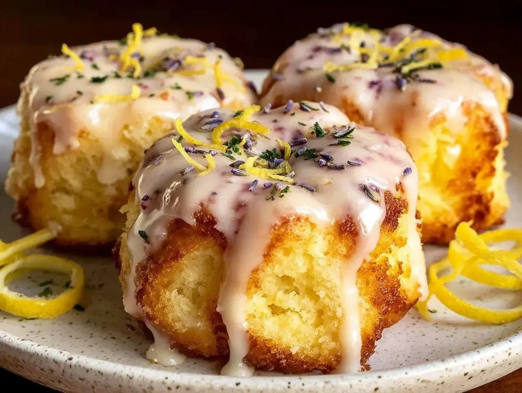 mini lemon cakes with lavender glaze - featured image