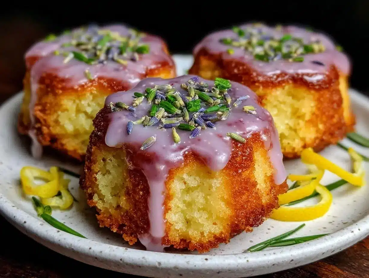 Mini Lemon Cakes With Lavender Glaze Easy Recipe Ready in 30 Minutes 4 mini lemon cakes with lavender glaze preparation steps