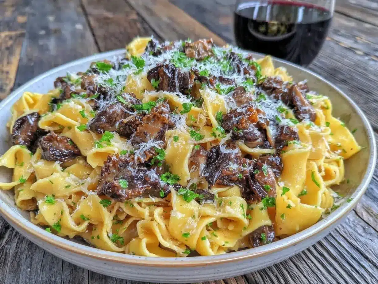 Morel Mushroom Pasta Recipe Easy Garlic Butter Pasta Ready in 20 Minutes 4 morel mushroom pasta preparation steps