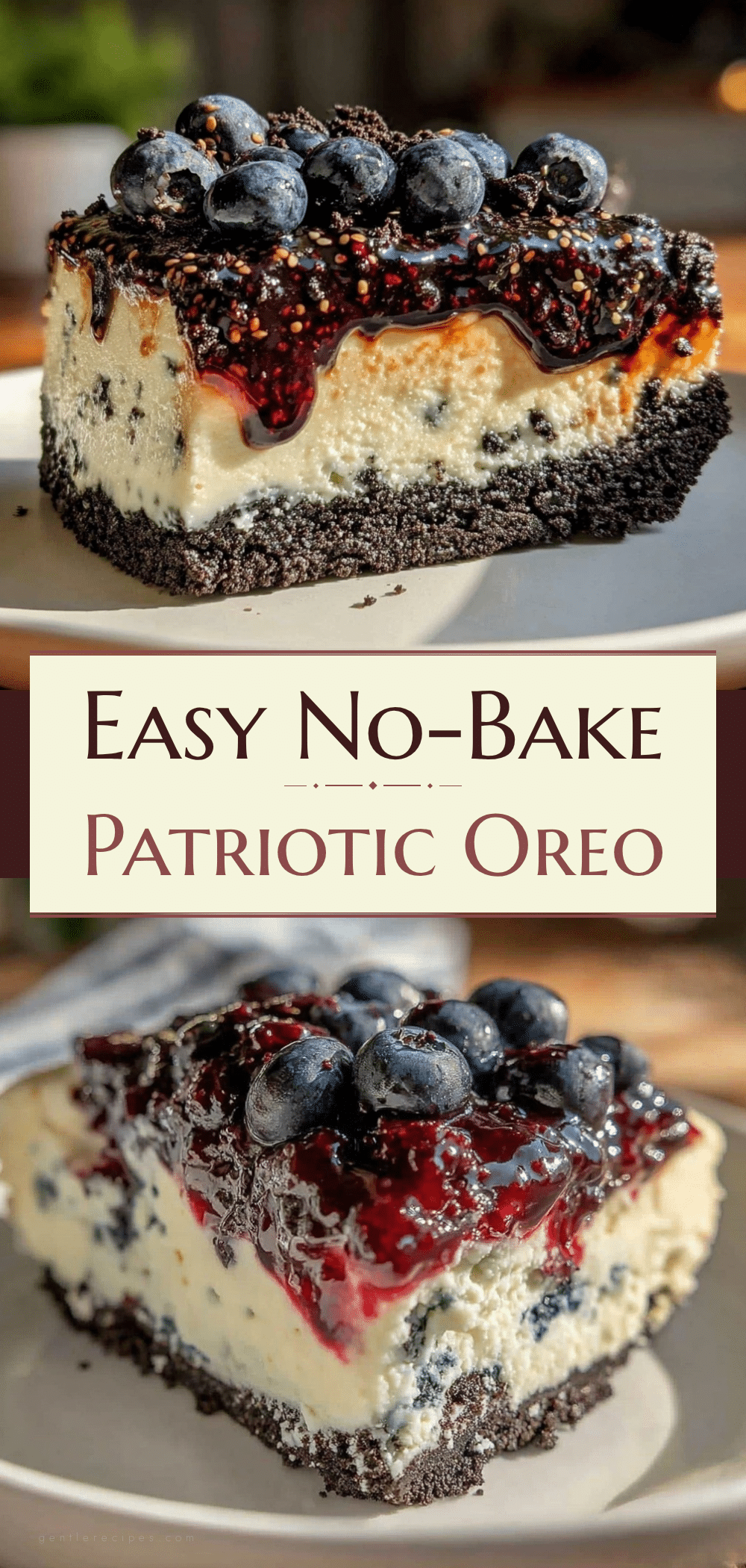 No-Bake Patriotic Oreo Cheesecake Recipe Easy for Memorial Day Dessert 5 no-bake patriotic Oreo cheesecake recipe