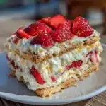 no-bake strawberry icebox cake - featured image