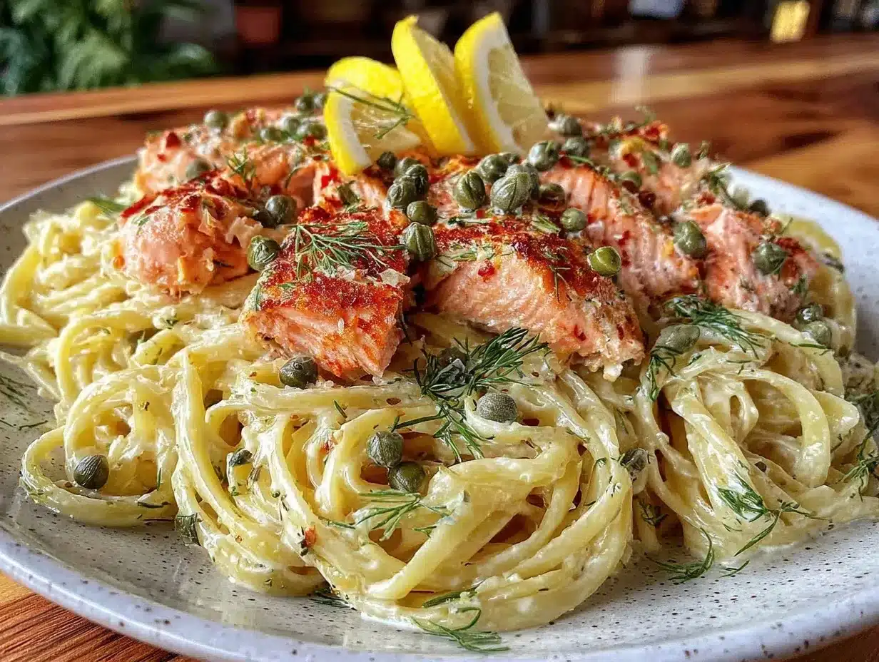 One-Pan Creamy Dill Salmon Pasta Recipe Easy and Ready in 30 Minutes 4 one-pan creamy dill salmon pasta preparation steps