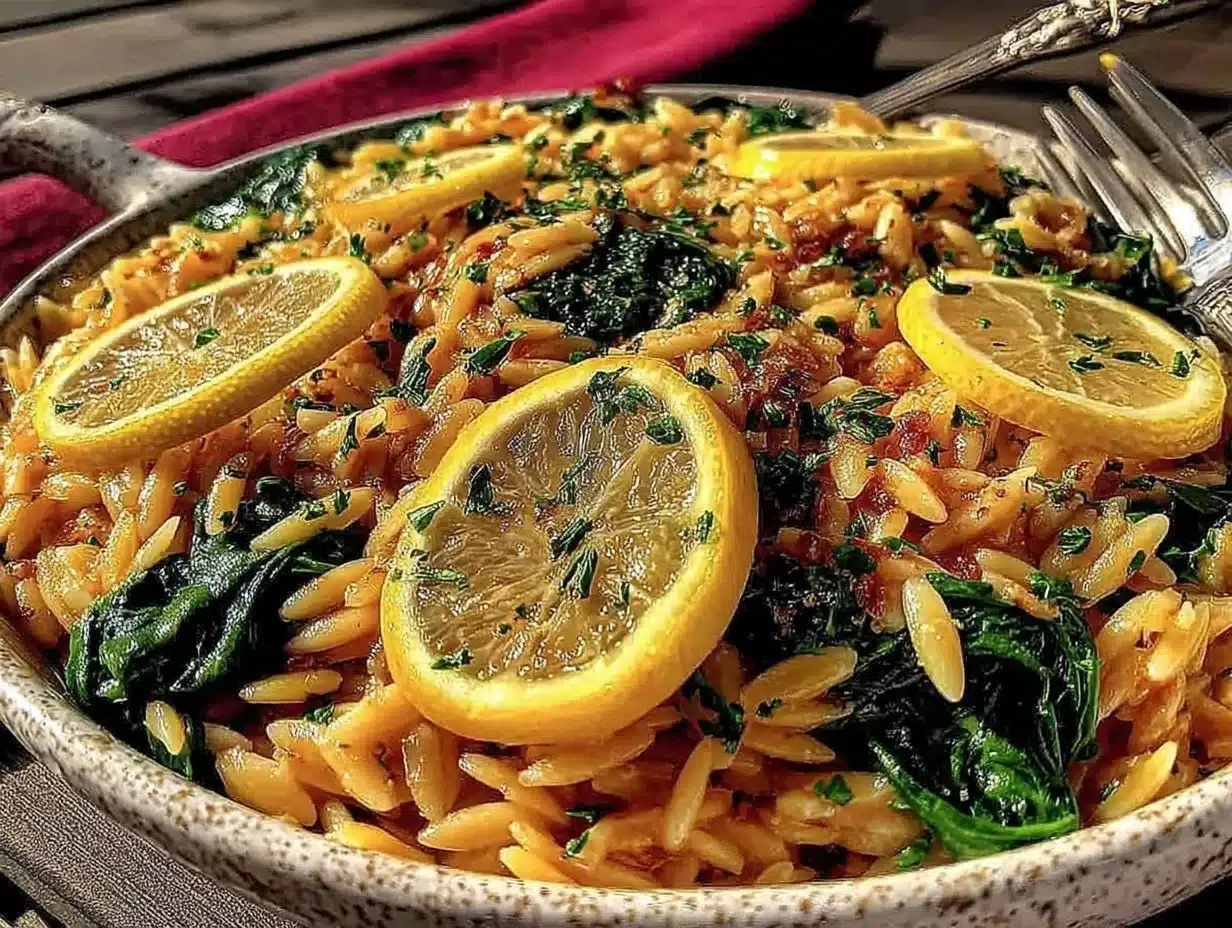 One-Pan Garlic Butter Orzo with Spinach Easy Recipe Ready in 30 Minutes 4 one-pan garlic butter orzo preparation steps