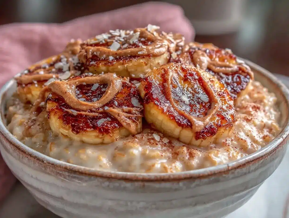 Overnight Steel-Cut Oats with Caramelized Banana Easy Creamy Breakfast Recipe 4 overnight steel-cut oats with caramelized banana preparation steps