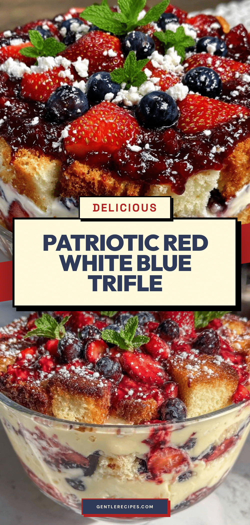 Patriotic Berry Trifle Recipe Easy Homemade Summer Dessert with Vanilla Cream 5 patriotic berry trifle recipe