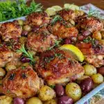 sheet pan greek lemon chicken - featured image