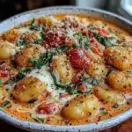 slow cooker creamy tomato basil gnocchi soup - featured image