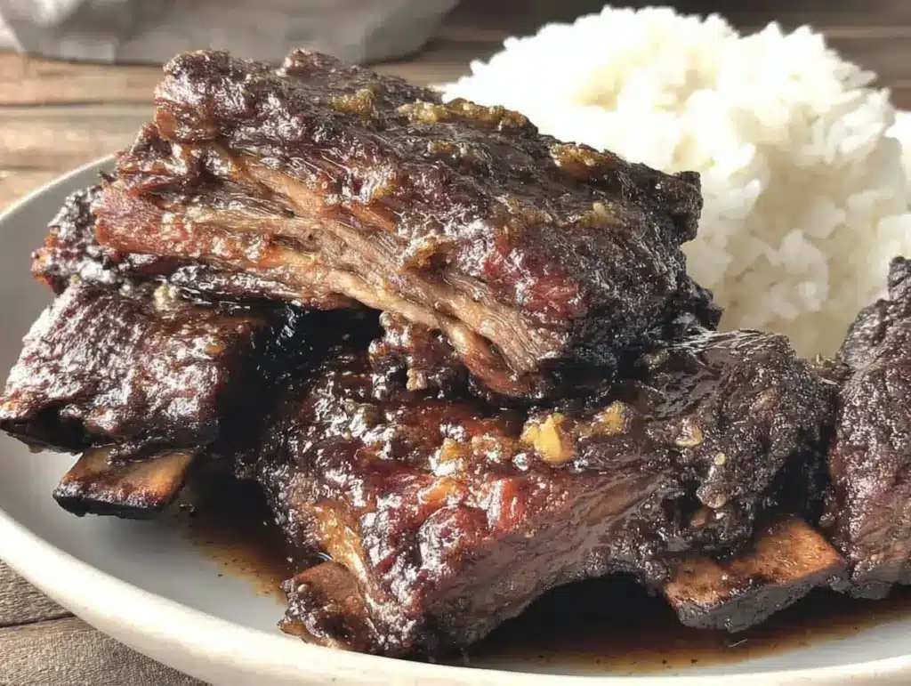 slow cooker korean bbq beef short ribs - featured image