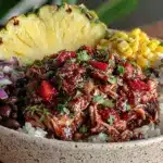 slow cooker pineapple salsa chicken bowls - featured image