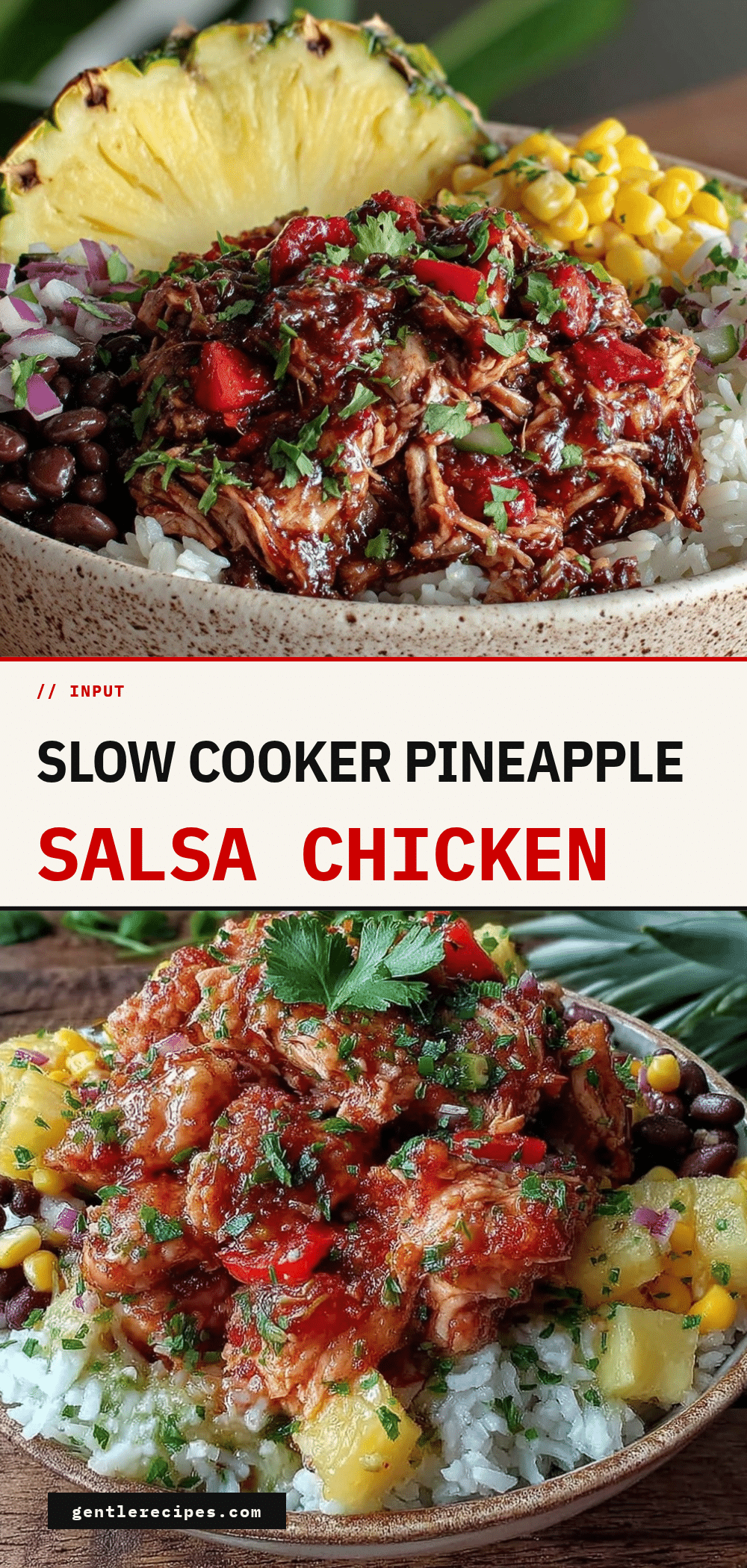 Slow Cooker Pineapple Salsa Chicken Bowls Recipe Easy Ready in 30 Minutes 5 slow cooker pineapple salsa chicken bowls recipe