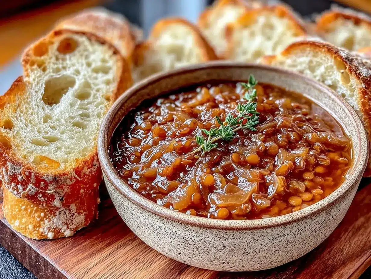 Vegan Caramelized Onion Lentil Soup Recipe Easy Wholesome Comfort Food 4 vegan caramelized onion lentil soup preparation steps